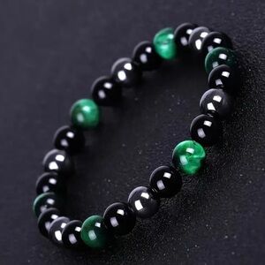 💎4/$20💎Triple Protection Tigers Eye Green, Hematite w Black Obsidian Bracelet